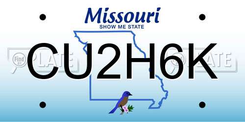 CU2H6K Missouri License Plate
