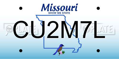 CU2M7L Missouri License Plate