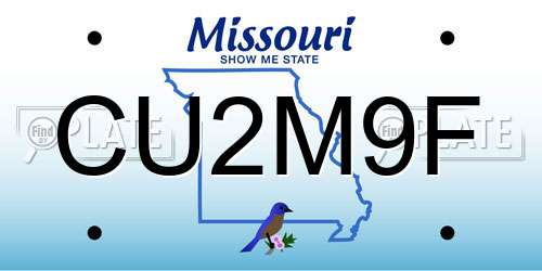 CU2M9F Missouri License Plate