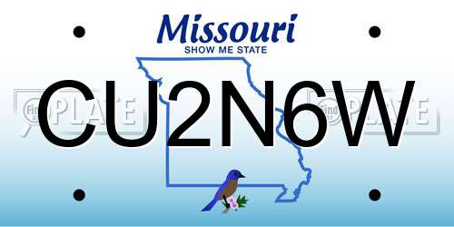 CU2N6W Missouri License Plate