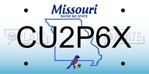 CU2P6X Missouri License Plate