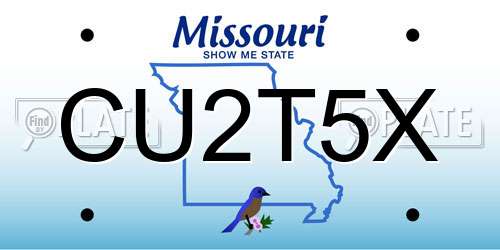 CU2T5X Missouri License Plate