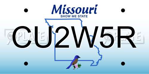 CU2W5R Missouri License Plate