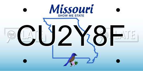 CU2Y8F Missouri License Plate