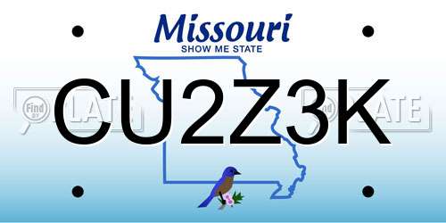 CU2Z3K Missouri License Plate