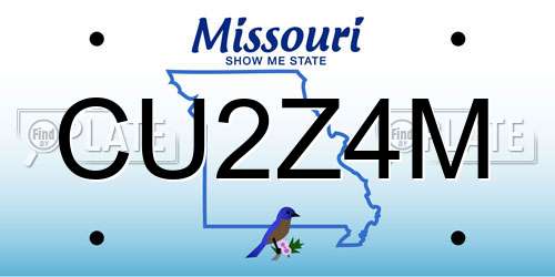 CU2Z4M Missouri License Plate