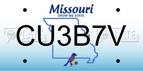 CU3B7V Missouri License Plate