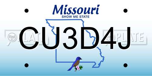 CU3D4J Missouri License Plate