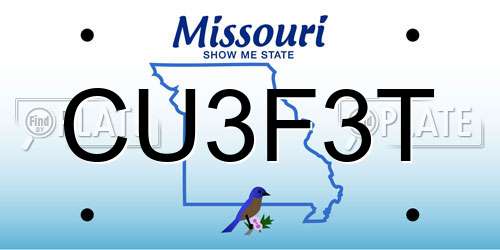 CU3F3T Missouri License Plate