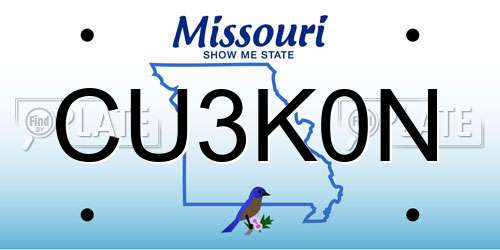 CU3K0N Missouri License Plate