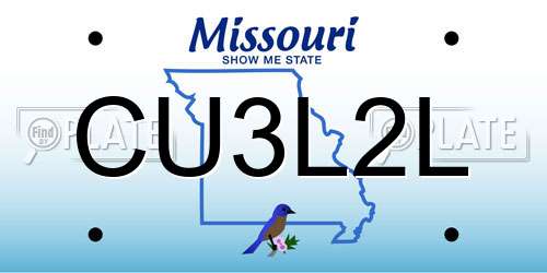 CU3L2L Missouri License Plate