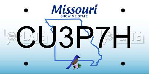 CU3P7H Missouri License Plate