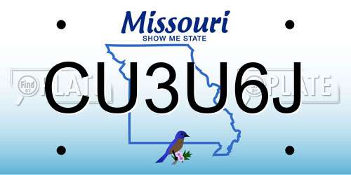 CU3U6J Missouri License Plate