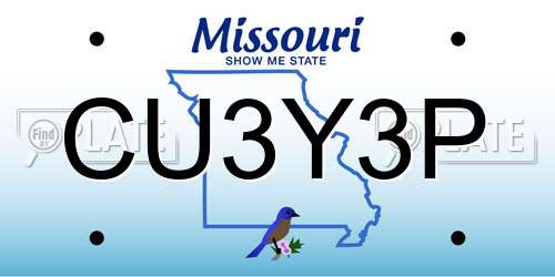 CU3Y3P Missouri License Plate