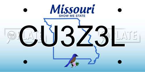 CU3Z3L Missouri License Plate