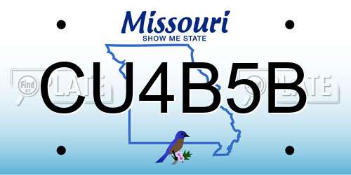 CU4B5B Missouri License Plate