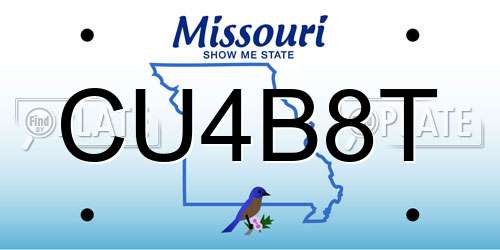 CU4B8T Missouri License Plate