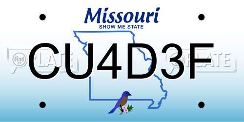CU4D3F Missouri License Plate