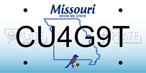 CU4G9T Missouri License Plate