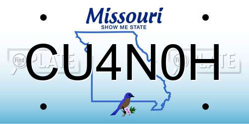 CU4N0H Missouri License Plate