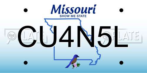 CU4N5L Missouri License Plate