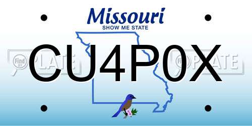 CU4P0X Missouri License Plate