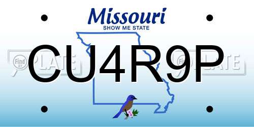 CU4R9P Missouri License Plate