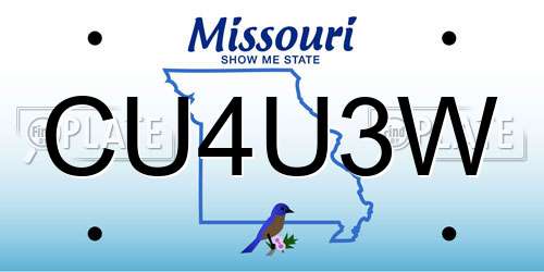 CU4U3W Missouri License Plate