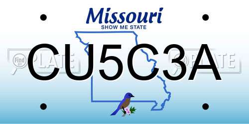 CU5C3A Missouri License Plate