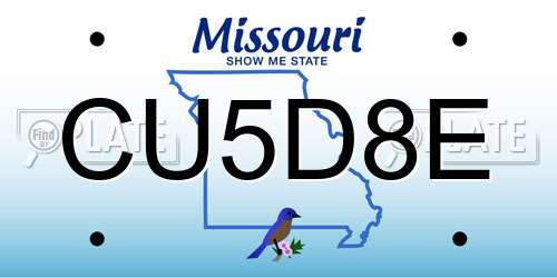 CU5D8E Missouri License Plate