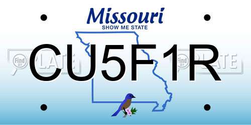 CU5F1R Missouri License Plate