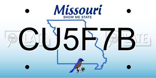CU5F7B Missouri License Plate