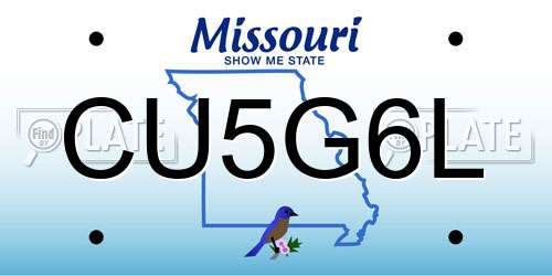CU5G6L Missouri License Plate