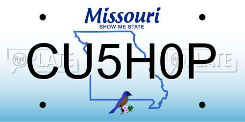 CU5H0P Missouri License Plate