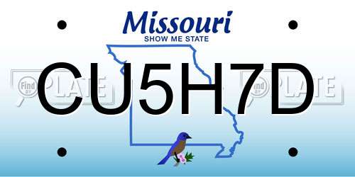 CU5H7D Missouri License Plate
