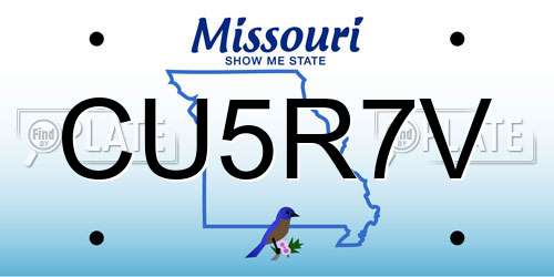 CU5R7V Missouri License Plate