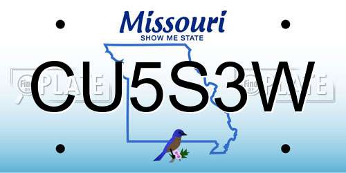 CU5S3W Missouri License Plate