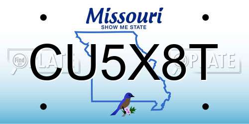CU5X8T Missouri License Plate