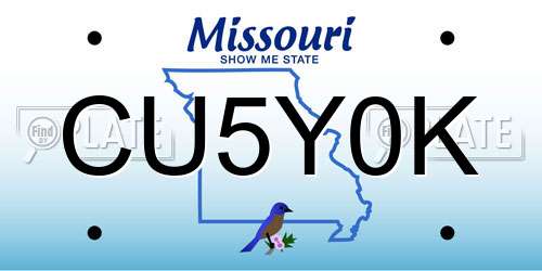 CU5Y0K Missouri License Plate