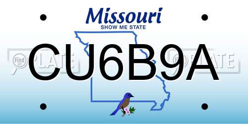 CU6B9A Missouri License Plate