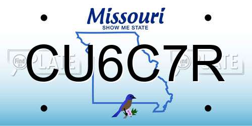 CU6C7R Missouri License Plate