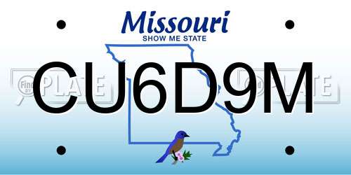 CU6D9M Missouri License Plate