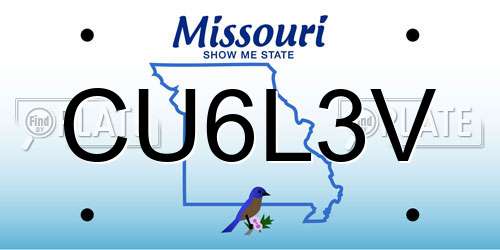 CU6L3V Missouri License Plate
