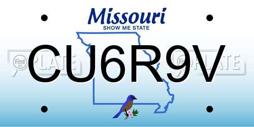 CU6R9V Missouri License Plate