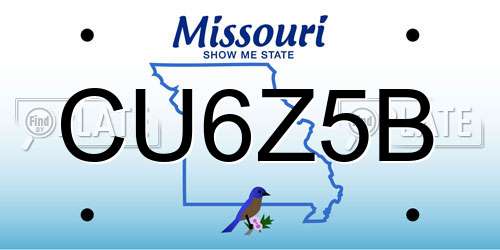 CU6Z5B Missouri License Plate