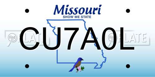 CU7A0L Missouri License Plate