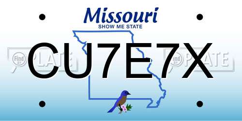 CU7E7X Missouri License Plate