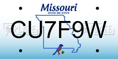 CU7F9W Missouri License Plate