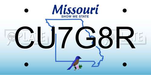 CU7G8R Missouri License Plate