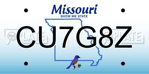 CU7G8Z Missouri License Plate